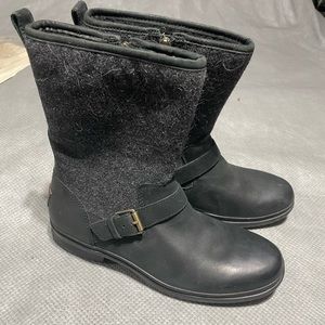 UGG Australia Black Leather Boots sz 10